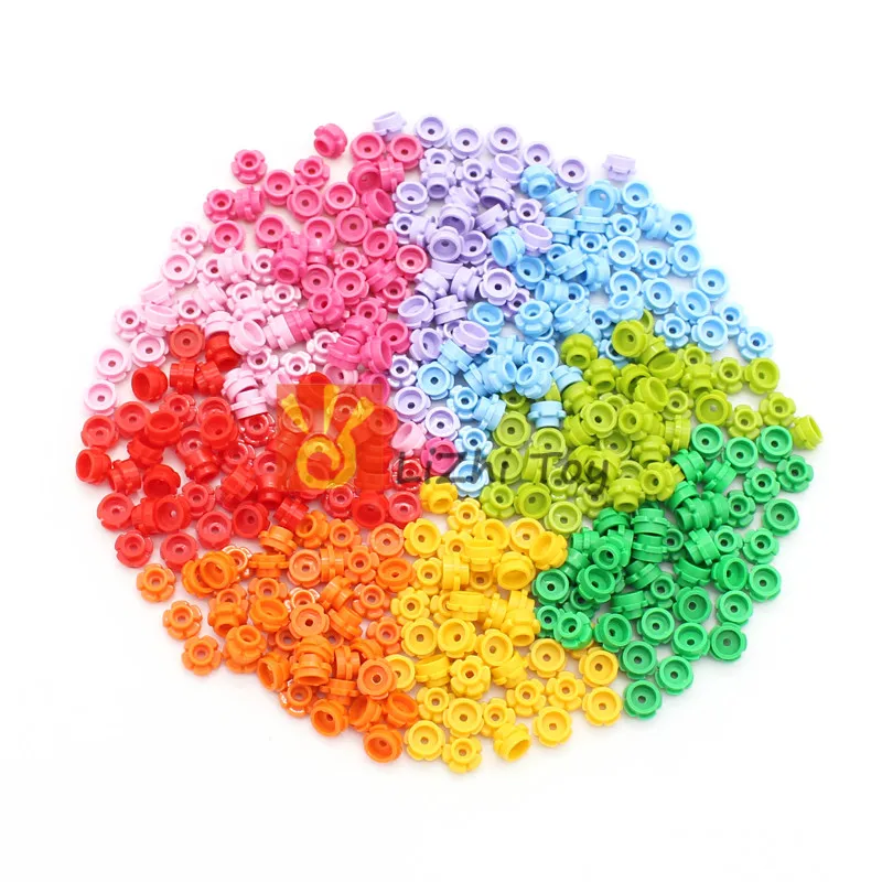 MOC Bricks 24866 Plate Round 1x1 with Flower Edge 5 Petals DIY Enlighten Block Assembles Particles for Children Toys | Игрушки и хобби