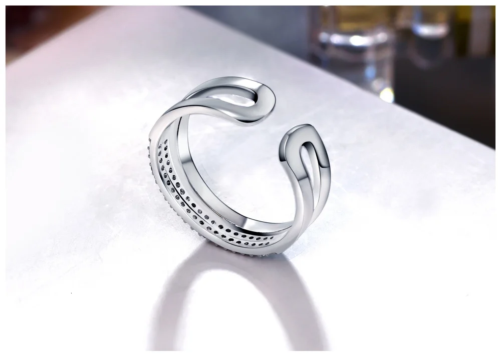 DreamCarnival 1989 с открытыми концами двойные линии полые родий цвет подарок Joyas Anillos Mujer Bijoux циркония кольцо SJ25000