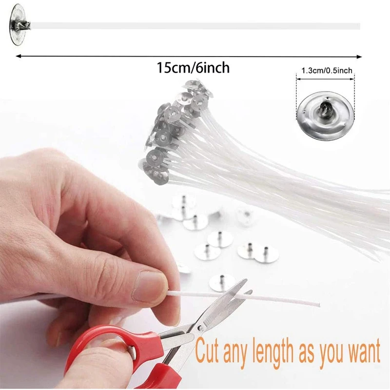 

360 Pcs Candle Wicks Kits 300 Pcs 6 Inch Candle Wicks Low Smoke Cotton 60 Pcs Candle Wick Stickers for DIY Candle Making