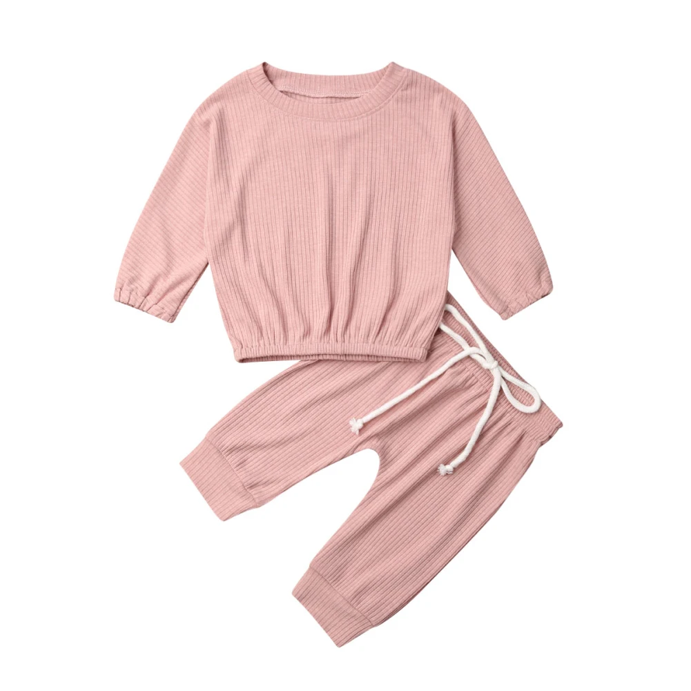 

Newborn Clothes Infant Baby Girl Clothes Solid Color Tops T-shirt Long Pants Tracksuit Sports Outfit