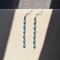 fashion women earrings vintage water drop fire opal long dangle earrings wedding party ladies jewelry accessories