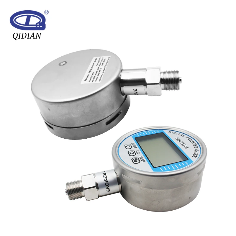 Manufacturer digital dial Air Pneumatic pressure gauge meter Manometer OEM customized 220Psi 15Bar 1800Kge With Data Display LCD