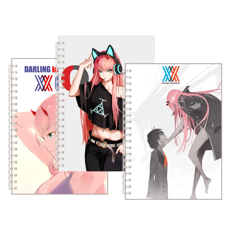 

Anime DARLING in the FRANXX Spiral Notebook Hiro Zero Two Poster Note Book Gigure 02 Devil Horn COSPLAY Stationery Girls Gift