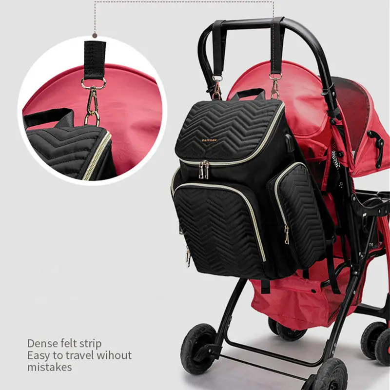 

2020 Fashion Diaper Bag Backpack Baby Stroller Bag USB Charging Waterproof Women Maternity Nursing Nappy backpack Travel Bags