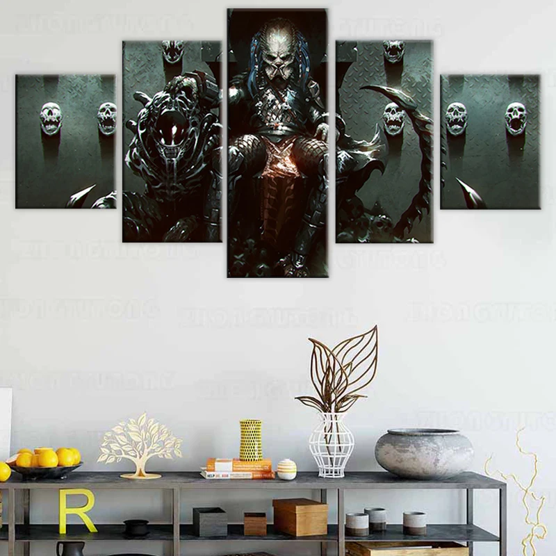 

5 piece Alien Vs Predator AVP Movie Poster Canvas Paintings for Home Decor Wall Art frame Oil HD Modern