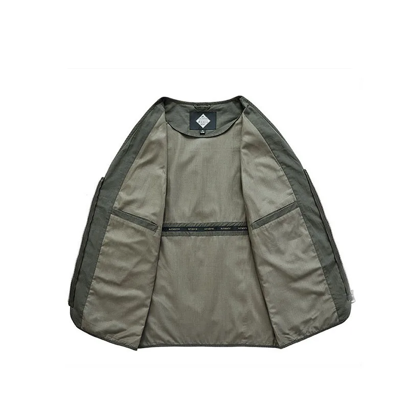 

Canvas Multi-pockets Zipper Cardigan Men's Casual Trend Outdoor Sports Loose Vest Jacket Coat Men Streetwear Outwear Sleeveless