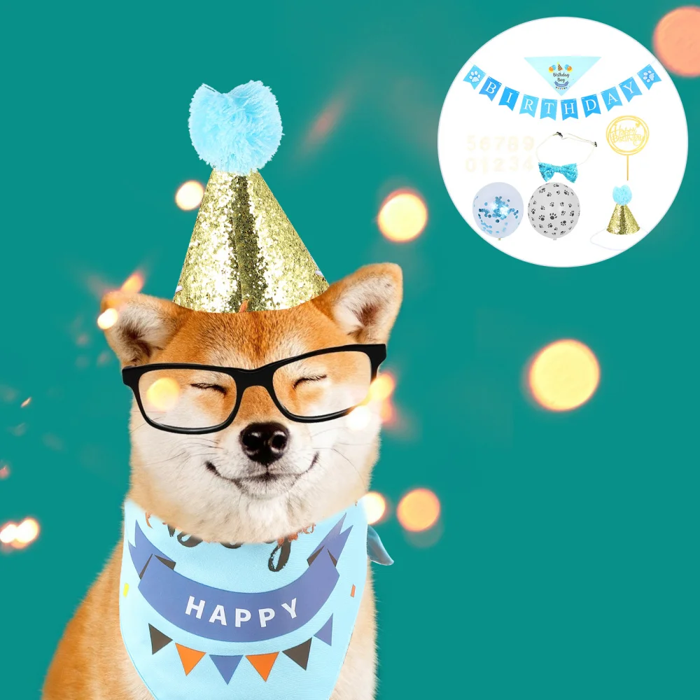

1 Set Puppy Birthday Party Ornament Puppy Hat Balloon Decoration Accessories