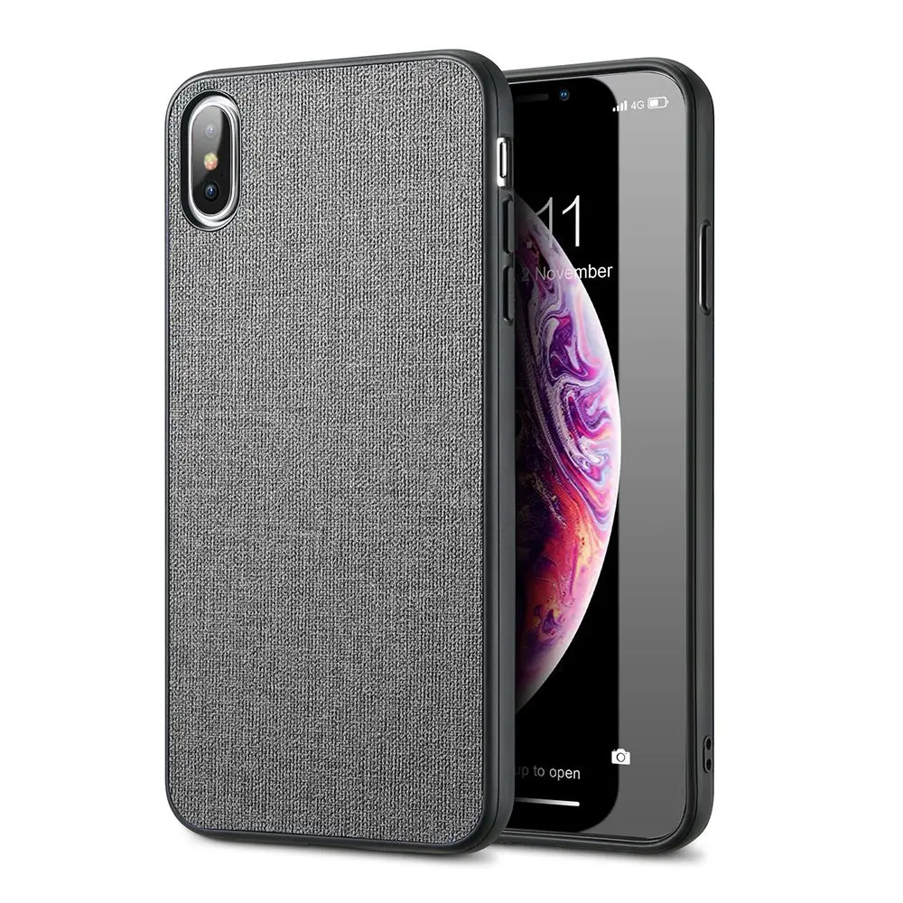 Grey Роскошный тканевый текстурный чехол для iPhone XR XS Max X 11 Pro, мягкий ТПУ чехол для телефона чехол для iPhone 5 5S SE 6 6S 7 8 Plus - Цвет: Grey