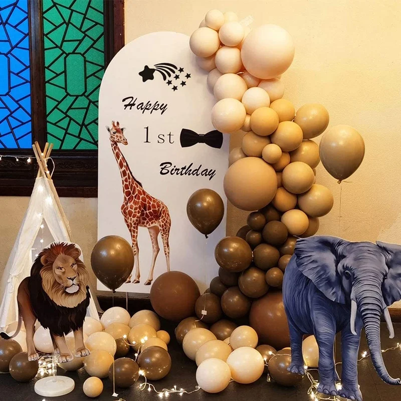 Guirnalda de globos de doble relleno, color caf&eacute;, marr&oacute;n, rubor, jungla, Safari, fiesta tem&aacute;tica, decoraciones para fiesta de cumplea&ntilde;os-2