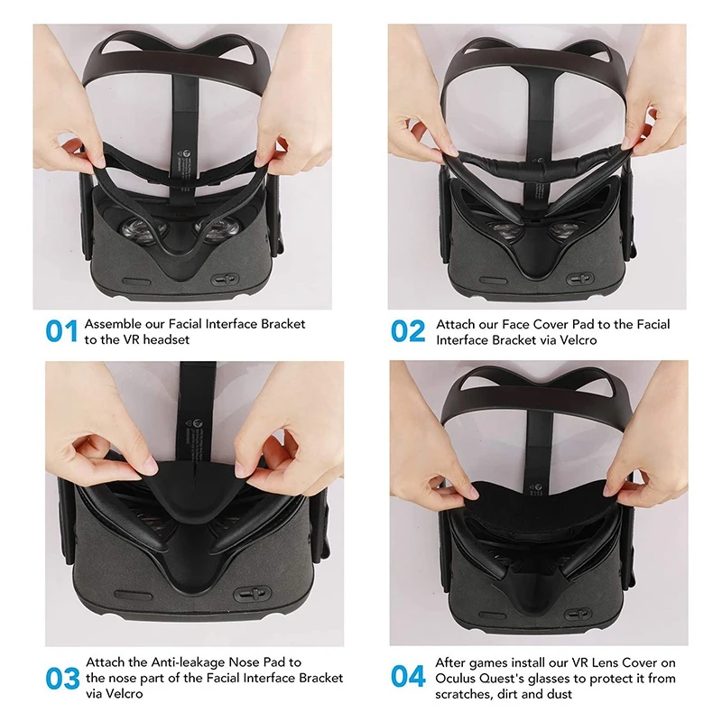 

5In1 for VR Cover Case Pad+Facial Interface Bracket+Lens Cover+Skin+Nose Pad Set for Oculus Quest VR Accessories