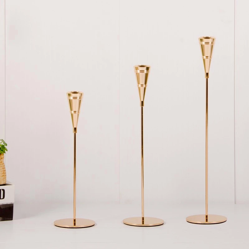 

3 Pcs/ Set European Metal Candle Holder Simple Golden Wedding Decorations Bar Party Living Room Home Decoration Holiday Gift