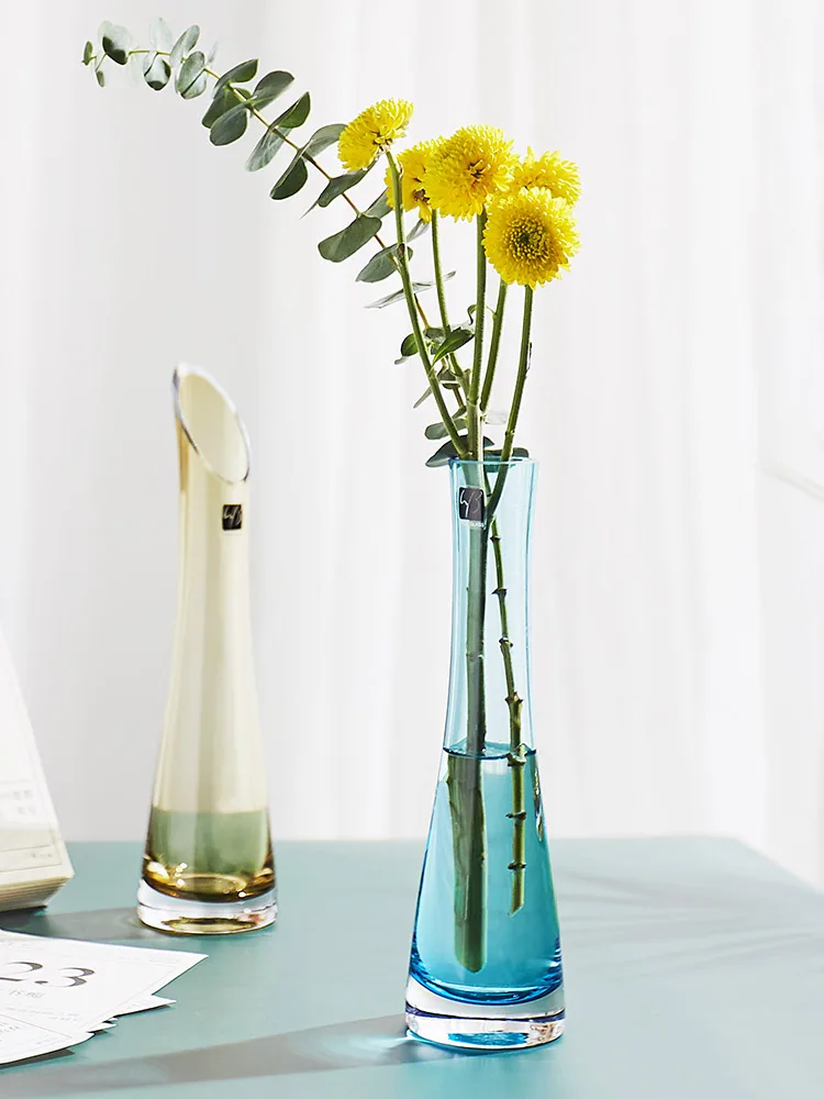 

Vase decoration home glass vase color flower basket decoration flower vase dried flower imitation flower bedroom decoration