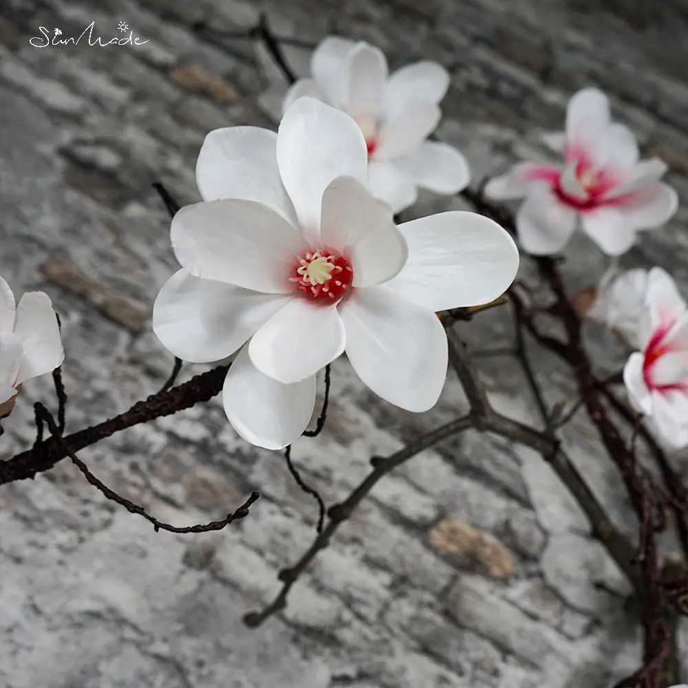 SunMade 3D белые магнолии высококачественная лоза настенный декор свадебные цветы