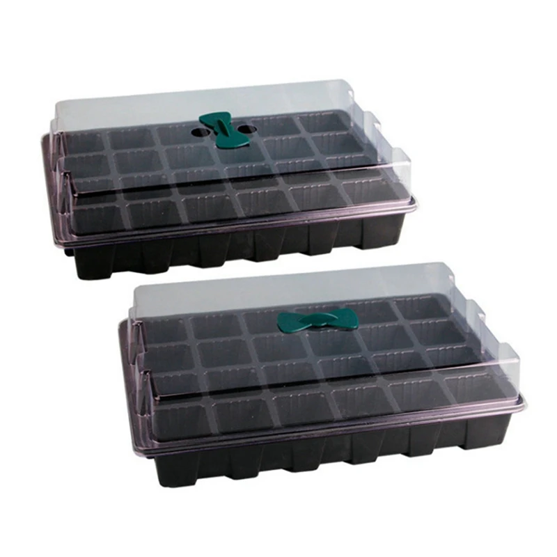 

HOT-10 Pcs 24 Grow Trays with Humidity Dome and Cell Insert-Propagator & 100 Pcs Planting Plastic Box Garden Planting Bags