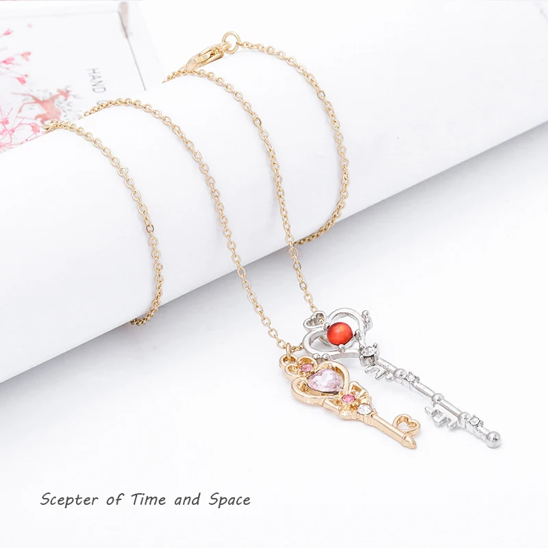 Japanese Sailor Moon Necklace Female Time Gem Scepter Key Crown Crystal Zircon Copper Alloy Ornament | Украшения и аксессуары