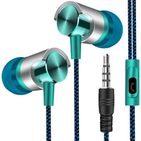 new earphone universal 3 5mm in ear bass stereo earbuds built in microphone high quality wired earphones for cell phone in stock