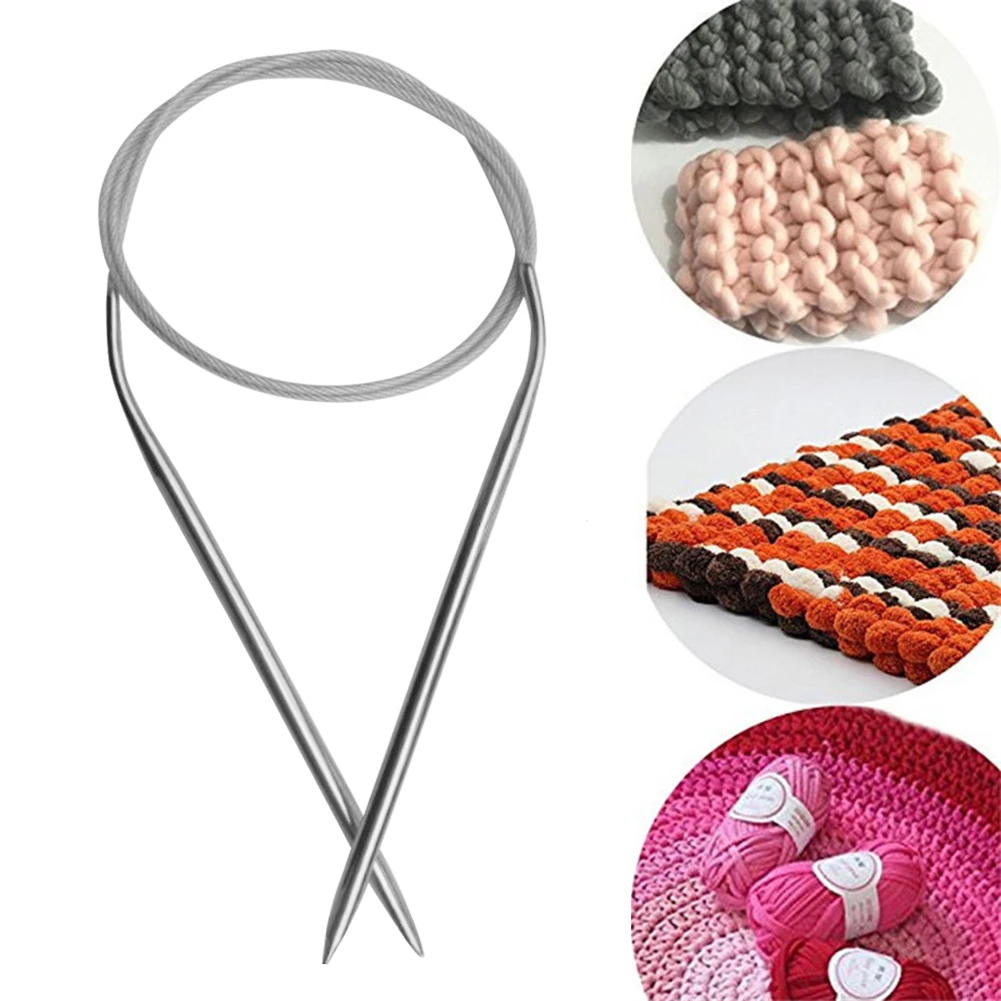 

80cm Stainless Steel Circular Knitting Needles Sweater Weaving Pins Sewing Crochet Needlework Crafts Tools Wool Cotton Yarn DIY