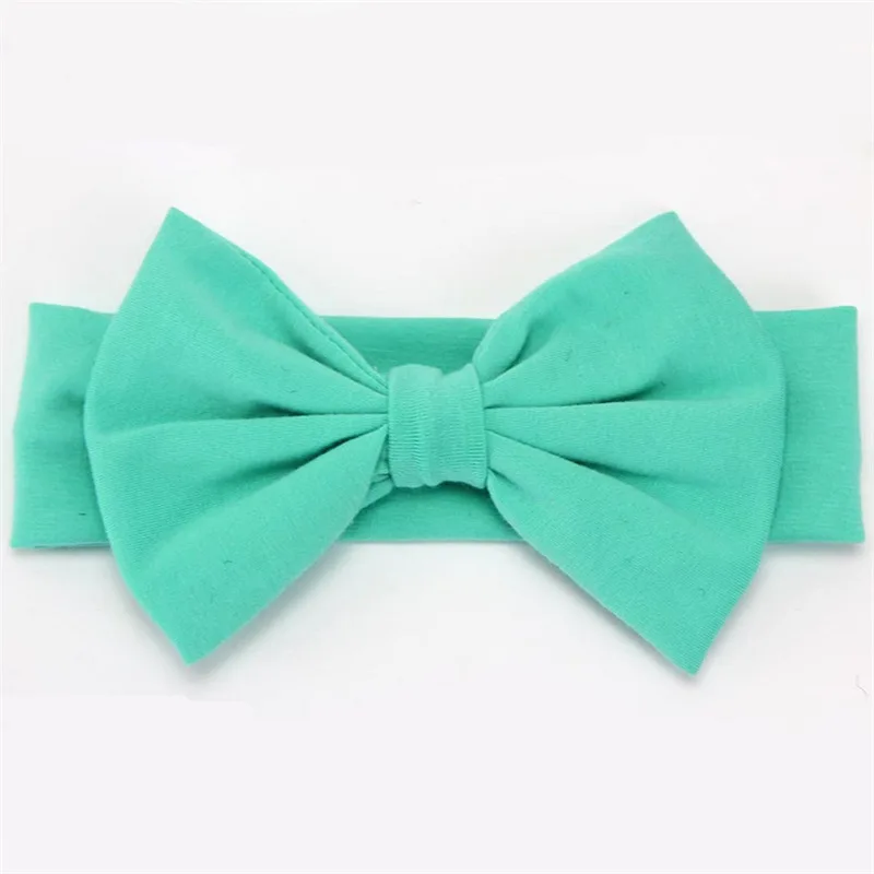 Модная детская однотонная повязка на голову с большим бантом для маленьких