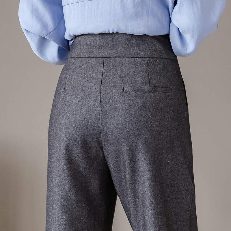 Женские повседневные Прямые брюки с высокой талией винтажные черные офисные