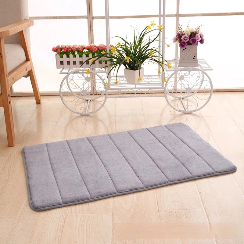 

1PCS S/M/L 10Colors Non-slip Coral Fleece Carpet Water Absorption Microfiber Memory Foam Carpet Washable Kitchen Bathroom Decora