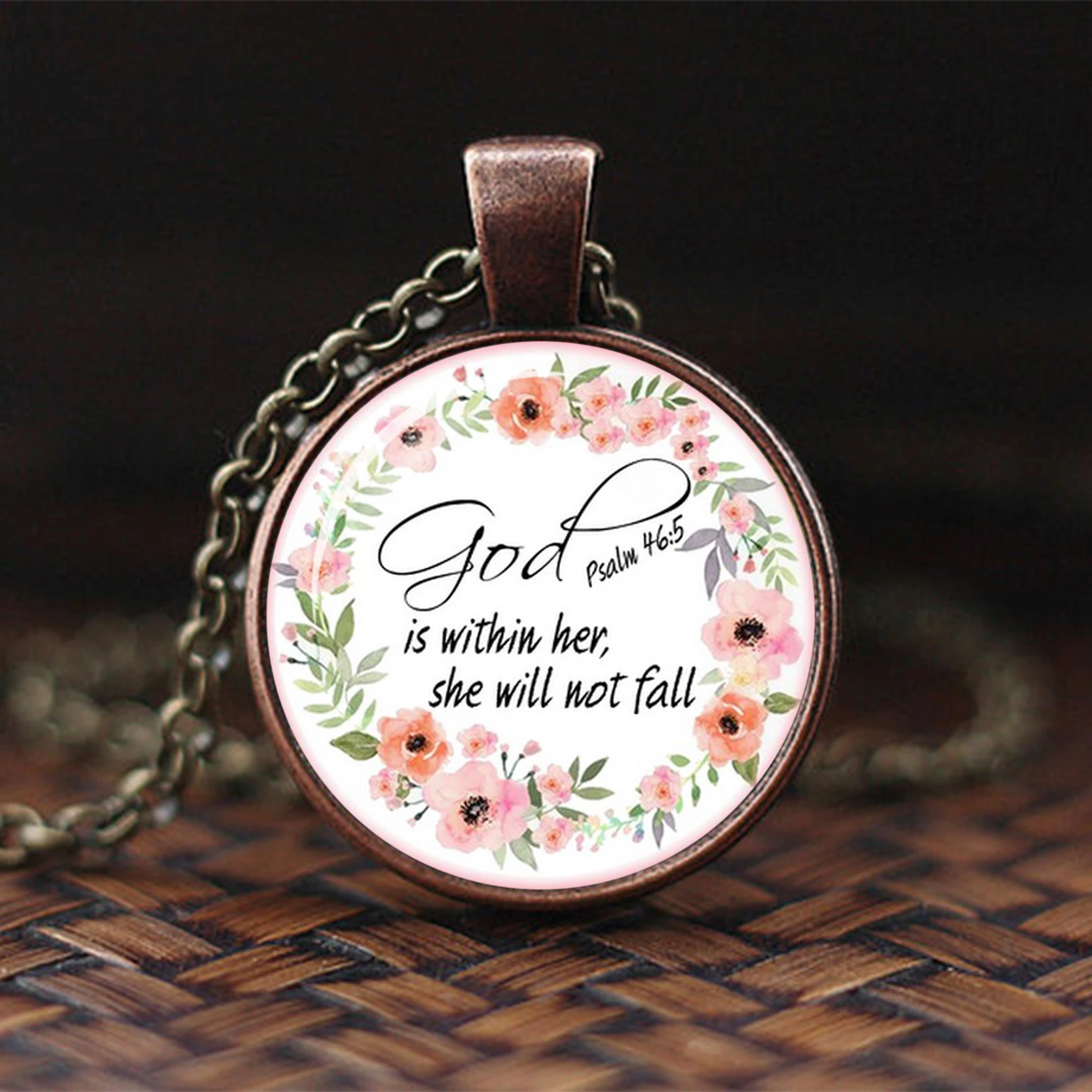 Бог в ней она не упадет Библейская Подвеска со стихом Писания Цитата Ювелирные