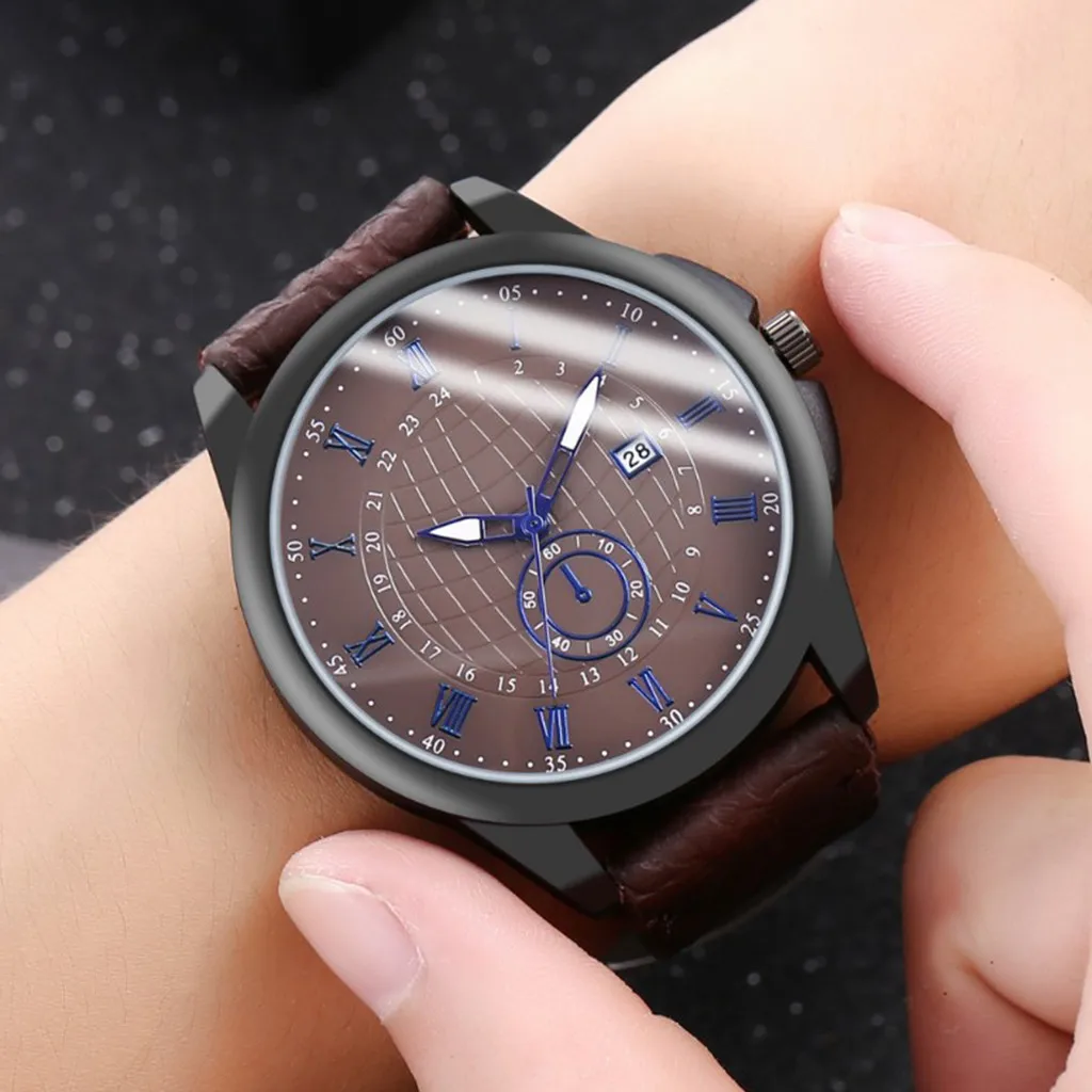 Часы наручные мужские с календарем модные повседневные деловые ремешком Прямая