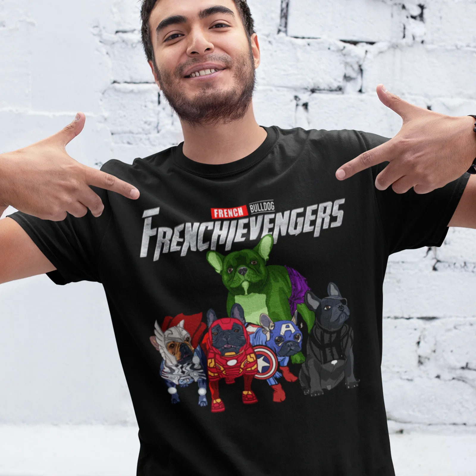Marvel The Avengers Endgame - Frenchievengers Frenchie Bulldog Dog T-Shirt S-3Xl Plus Size Tee Shirt | Мужская одежда