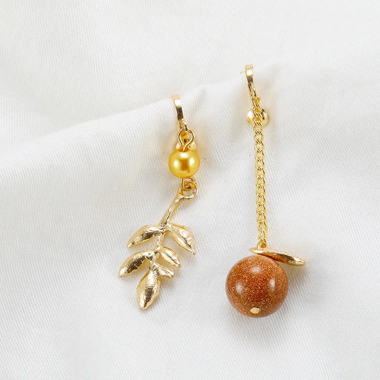 Крупные женские Асимметричные красные бусины с сетчатыми листьями без ушных