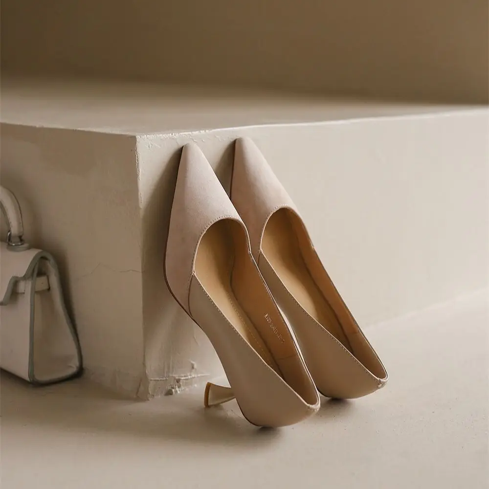 Туфли-лодочки Kanseet женские на высоком каблуке с острым носком из натуральной кожи