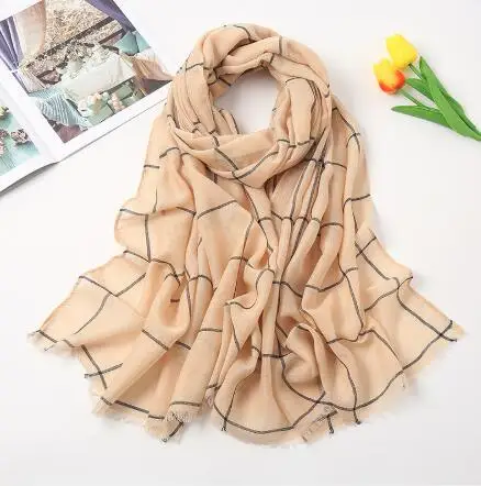 Новый мусульманский Для женщин плед хиджаб шарф длинный Мягкий хлопок Femme Musulman