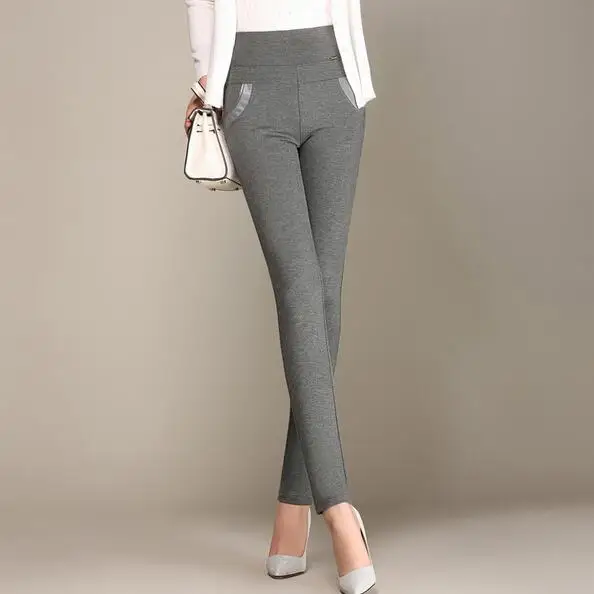 Высокая стрейч Талия Для женщин узкие брюки сезон зима-весна длинные для девочек