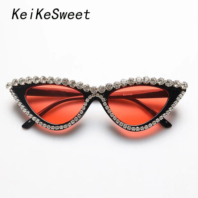 KeiKeSweet Топ бренд дизайнерский Кристалл кошачий глаз солнцезащитные очки женские