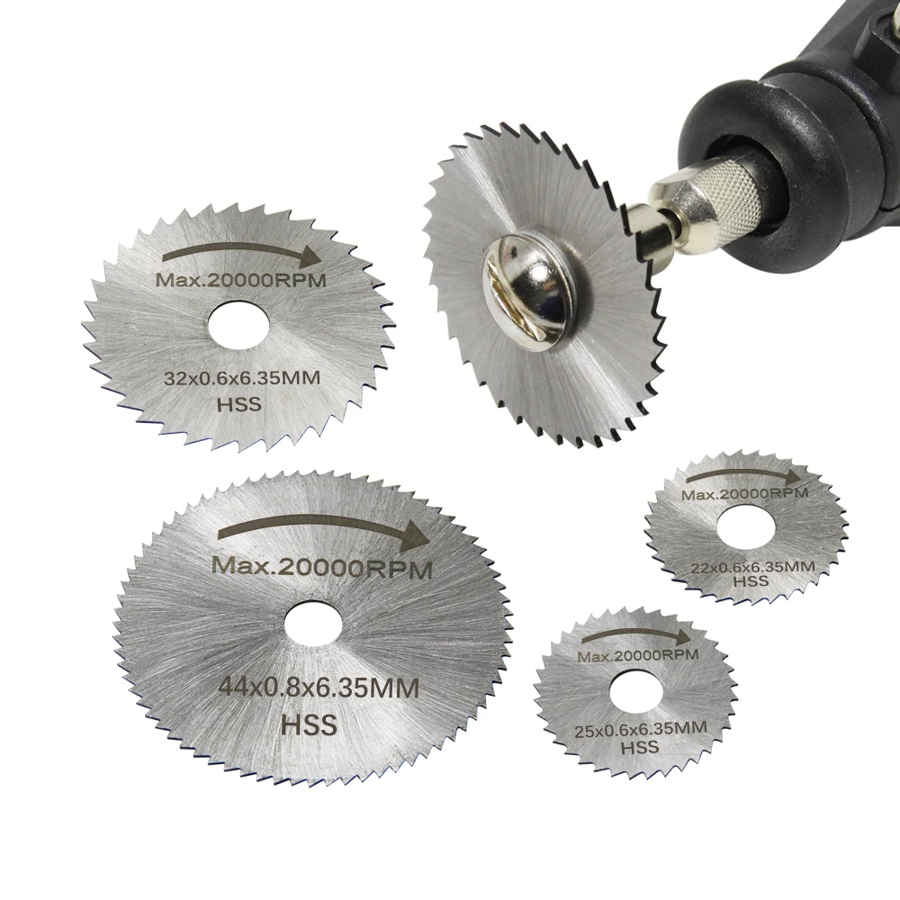 6pcs Mini Circular Saw Blade Set High Speed Steel Cutting Disc 1/8" Shank Dremel Rotary Tool Accessories for Wood Aluminium Cut