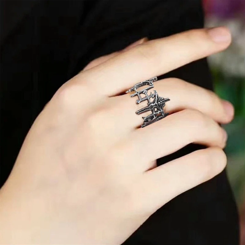 

New Fashion Jesus Cross Wide Large Adjustable Ring For Women Vintage Design Religious Finger Rings