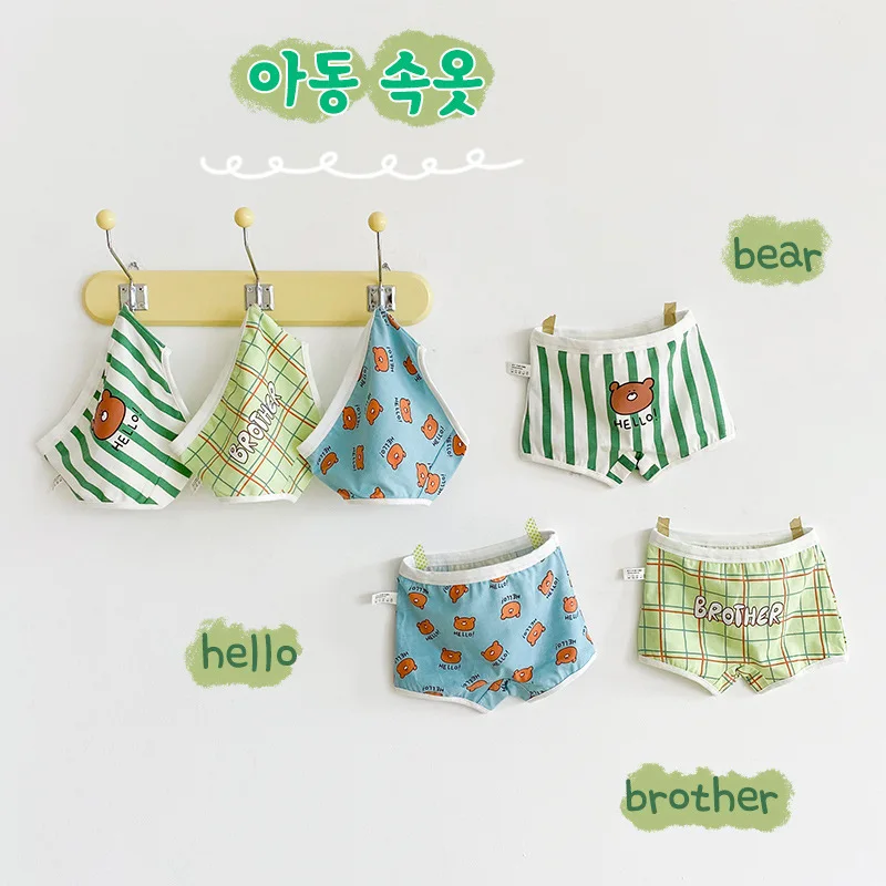 

Children's Underwear Baby Cotton Briefs Cartoon Print Underpants 3-12 Years Striped Toddler Panties Boys Briefs 3pcslot
