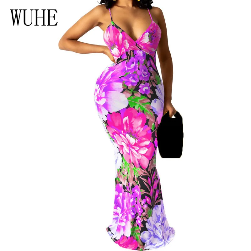 

KEXU красочный принт пакет бедра Спагетти ремень уличная одежда платья с открытыми плечами пикантное без рукавов винтажное вечернее платье д...