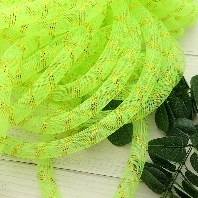 16 мм широкий трубчатые из меха пони с люрексом эластичного чистая трубки пряжа