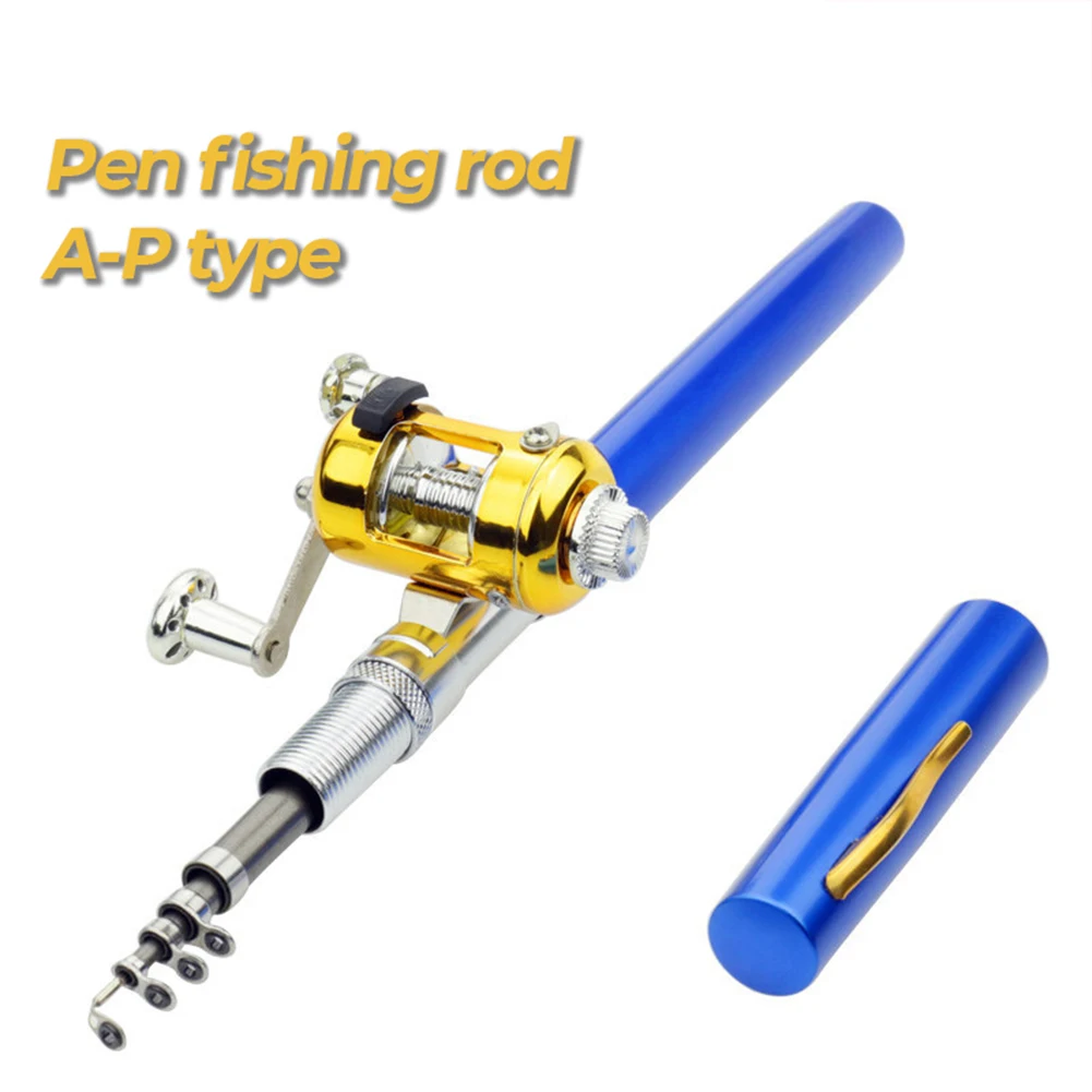 

Portable Pocket Telescopic Mini Fishing Rod Pole Pen Shape Folded Fishing Rod with Reel Wheel for Outdoor River Lake Fishing