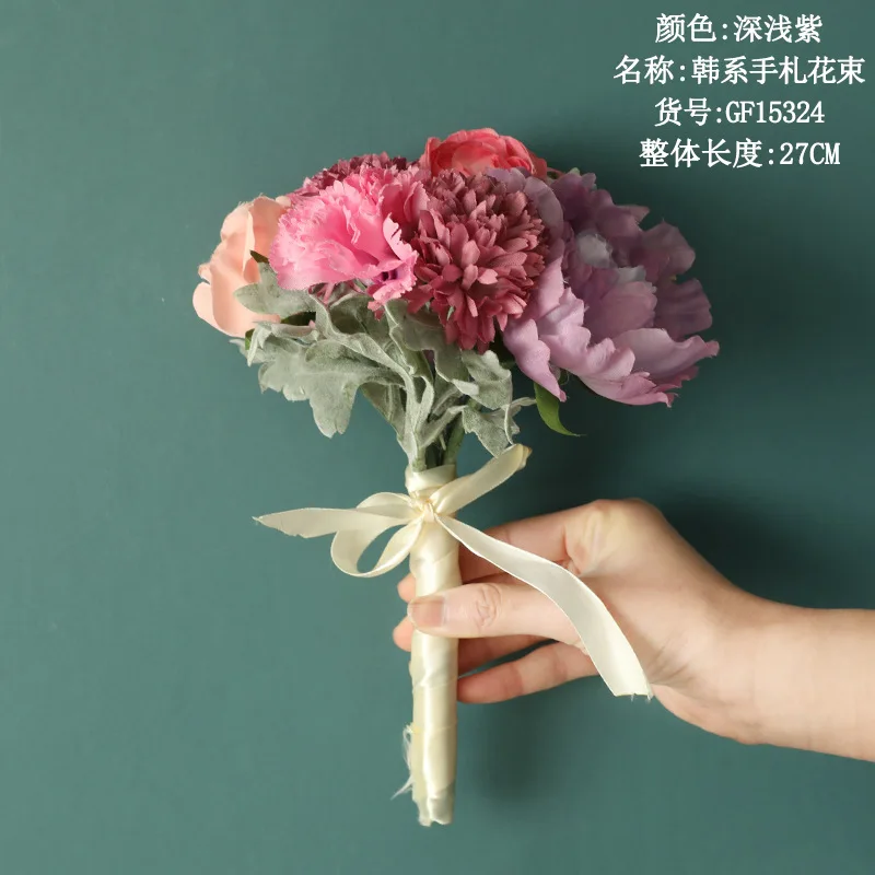 

Bridal Bouquet Artificial Roses Flowers Peony Carnation Wedding Bouquet For Bridesmaids Bride Wedding Flowers Marriage Accessori