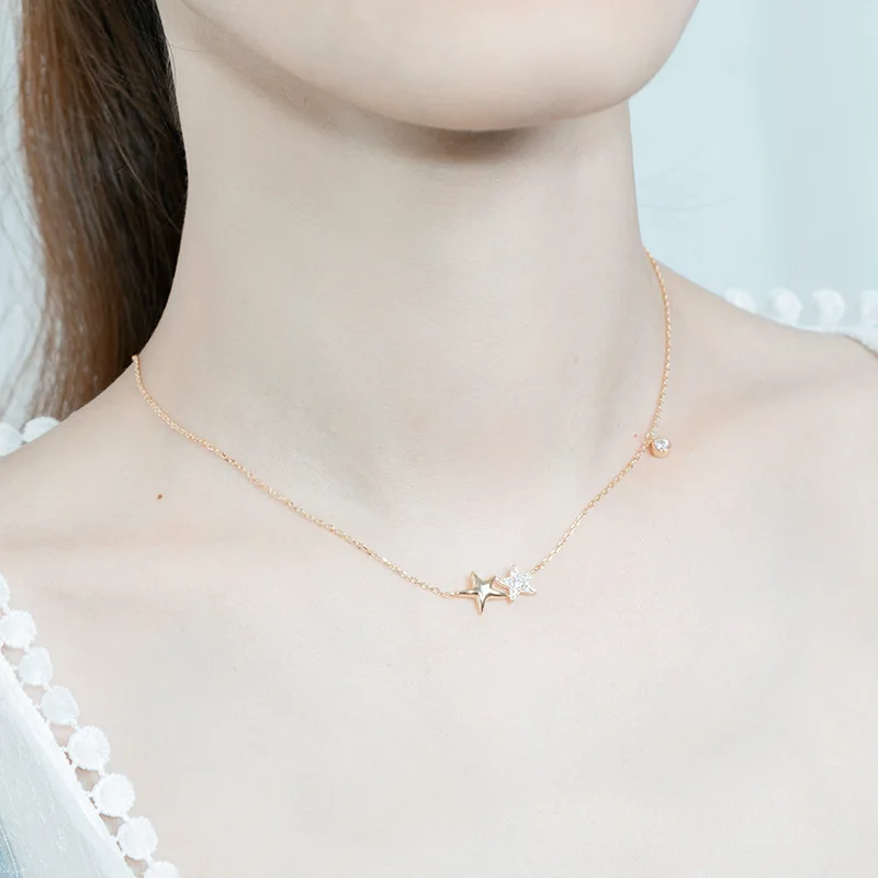 Double starfish necklace S925 sterling silver Singapore with niche design personality jewelry A226 | Украшения и аксессуары
