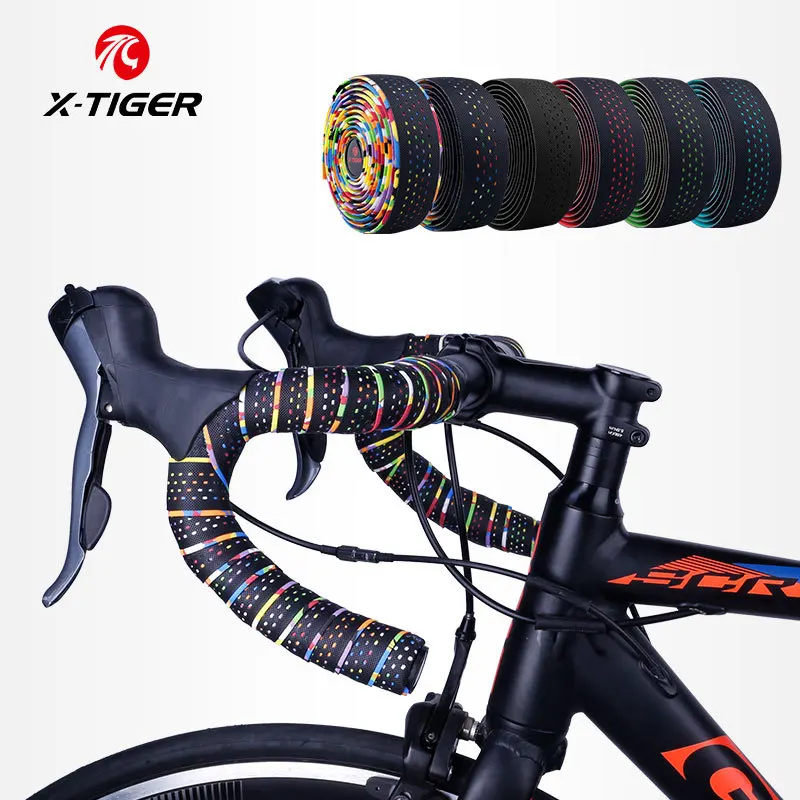 

X-TIGER Lightweight Silicone Road Bicycle Handlebar Tape Anti-Slip Grips EVA Mountain Bike Handlebar Straps With 2 Plugs