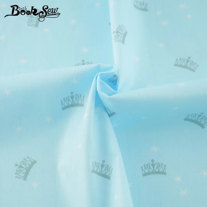 Booksew Новый Печатный дизайн короны Tecido DIY Скрапбукинг небесно голубая саржевая