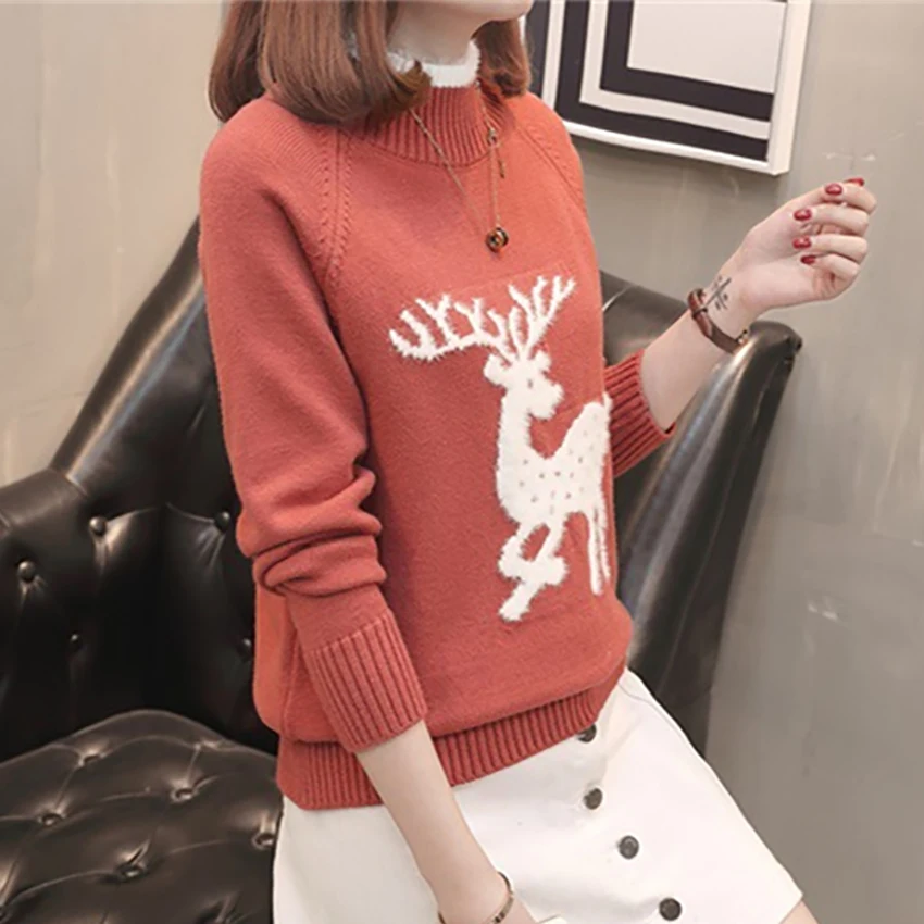 Свитер женский осенний 2019 свитера модный Рождественский вязаный джемпер с