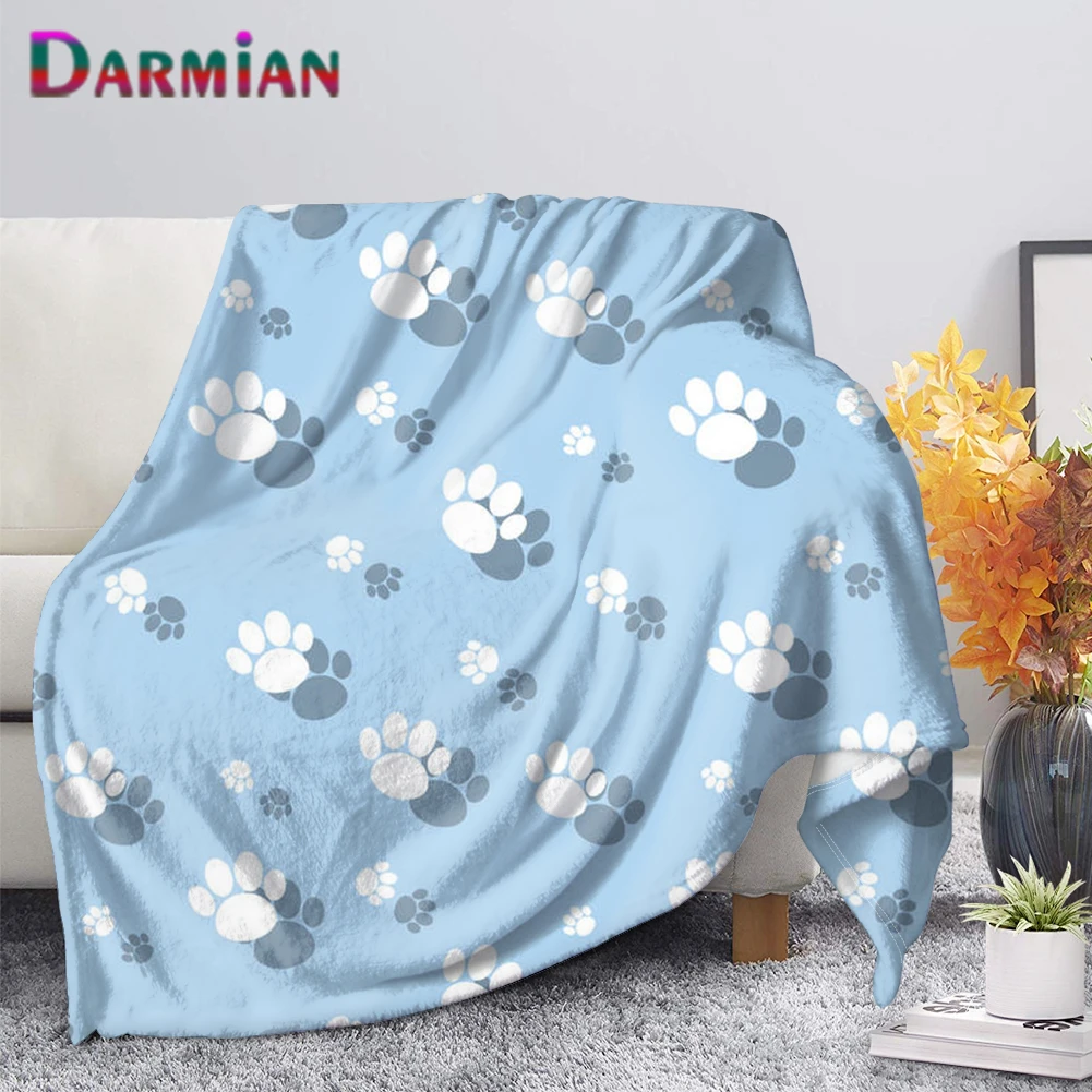 

DARMIAN Kawaii Dog Paw Shadow Design Soft Throw Blanket for Bedroom Home Summer Thin Single Blankets Office Nap Knee Quilts 2021
