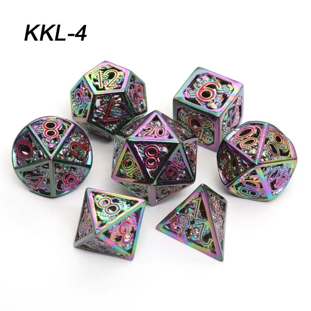 Ченгшуо набор кубиков DND. Металлический набор панков с вырезками для настольных игр. Более легкий и удобный для чтения. Комплект включает в себя D20, D12, D10, D6 и D4.