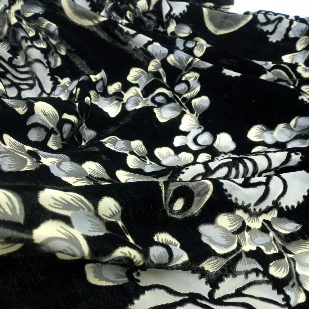 Вечерние платья из флока DIY выгорает шелк вискоза cheongsam мягкий цветок материал свадебное платье украшение материал ткань