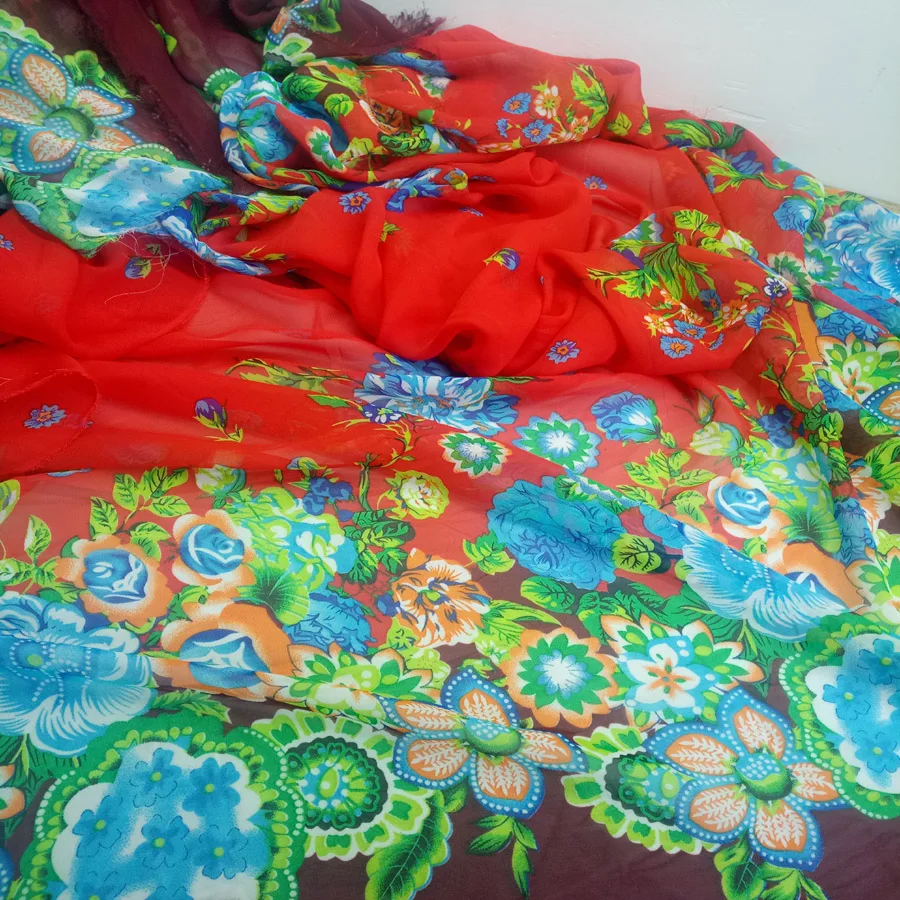 

Распродажа, 3 ярда, шифоновая ткань для платья 75D, шифоновый принт для женщин, цветочный шарф, ткань для шитья