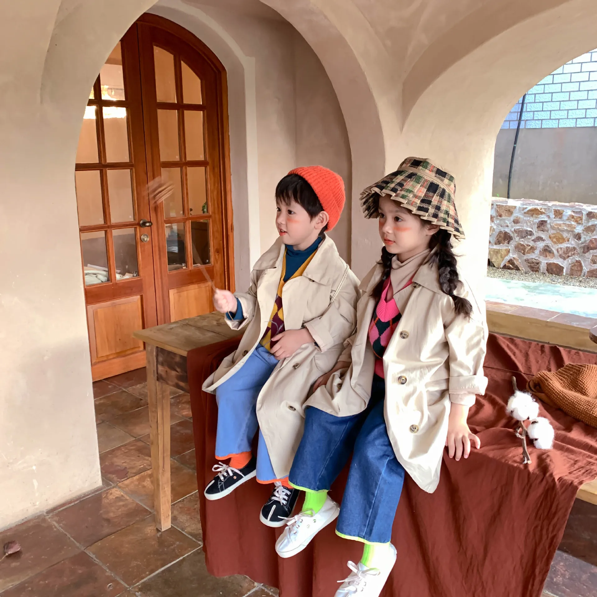 

BOBOTCNUNU Long Trench Kids Long Sleeve Boys Girls Clothes Children Autumn Winter Outwear Clothing Fashion Overcoat