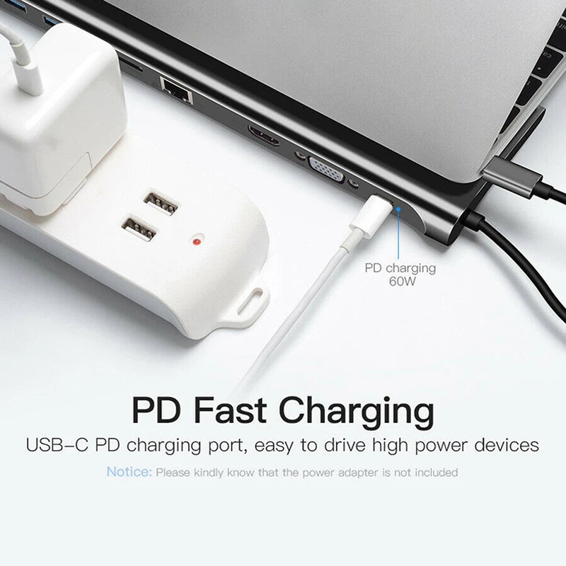 10 в 1 USB Type C концентратор адаптер для ноутбука Док Станция HDMI VGA RJ45 PD совместимый HP/