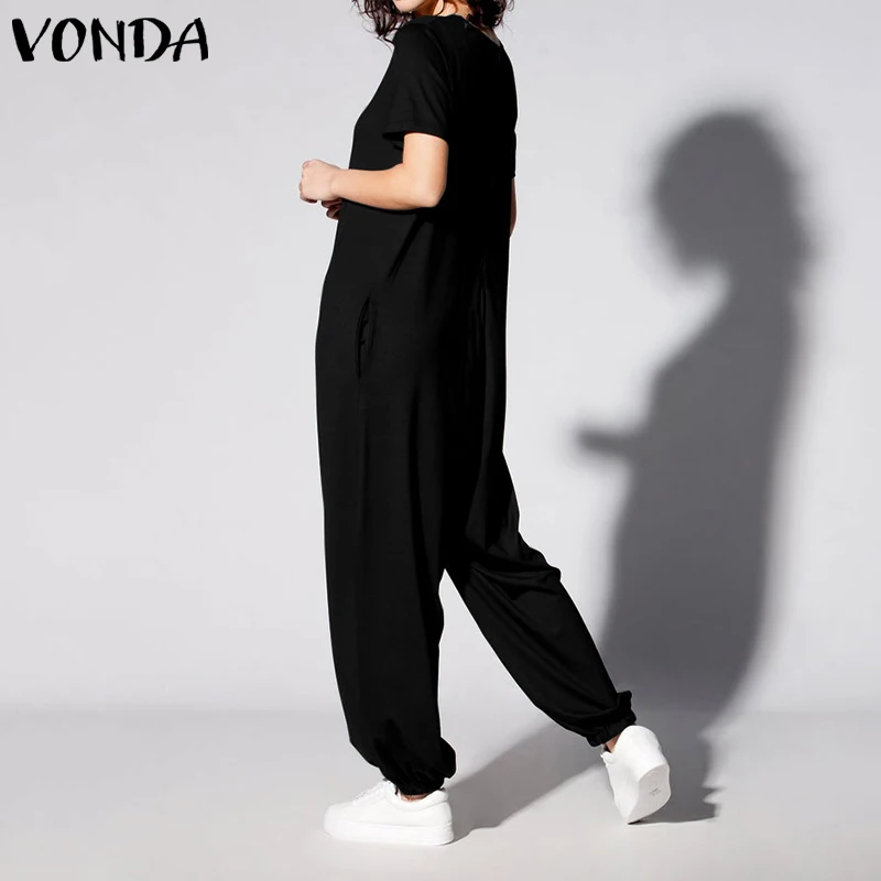 VONDA Комбинезоны для беременных, повседневные Комбинезоны с круглым вырезом и короткими рукавами, однотонные комбинезоны, свободная элегантная офисная одежда